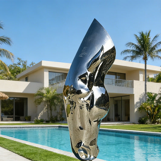 Modern Metal Abstract Stainless Steel Horse Head Sculpture EFS-25