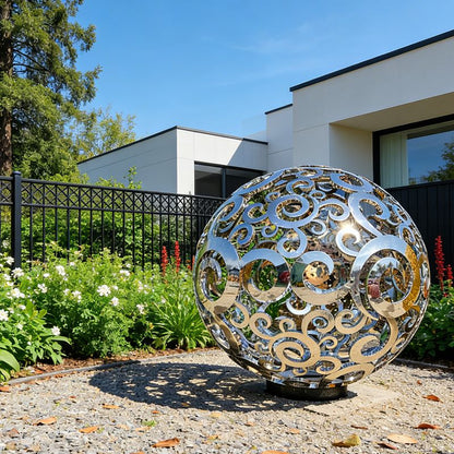 Modern Metal Hollow Carved Sphere Sculpture EFS-49