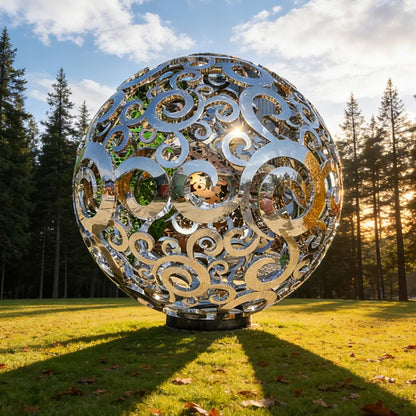 Modern Metal Hollow Carved Sphere Sculpture EFS-49