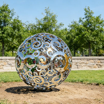 Modern Metal Hollow Carved Sphere Sculpture EFS-49