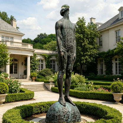 Bronze Man with Water Drop Sculpture