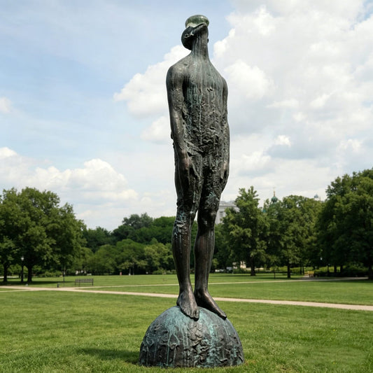 Bronze Man with Water Drop Sculpture