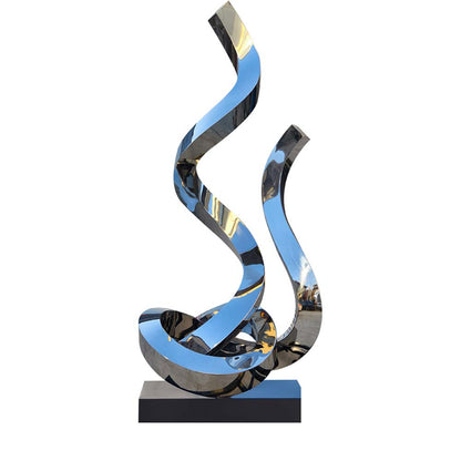 Contemporary Stainless Steel Abstract Line Curve Sculpture – Outdoor Garden Art
