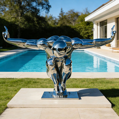 Modern Stainless Steel Diving Man Sculpture for Swimming Pool