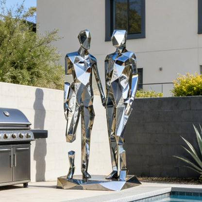 Stainless Steel Geometric Couple Figure Sculpture EFS-19