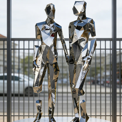 Stainless Steel Geometric Couple Figure Sculpture EFS-19
