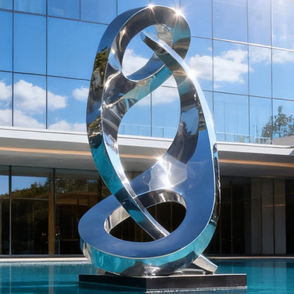 Mirror Polished Abstract Stainless Steel Sculpture for Indoor, Garden and Pool EFS-22
