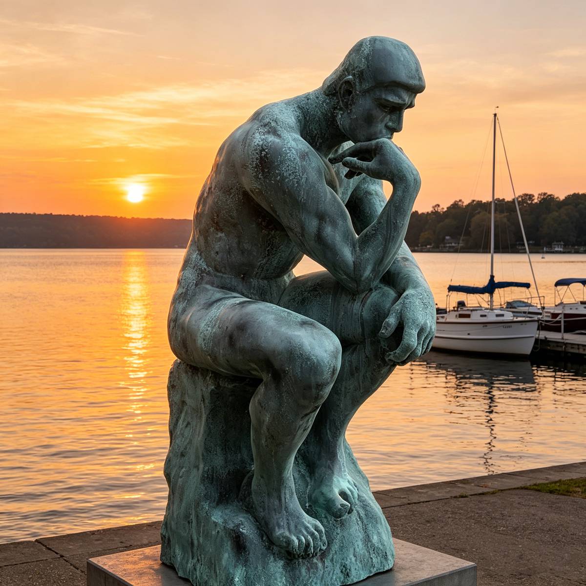Classic Rodin Bronze The Thinker Statue Replica