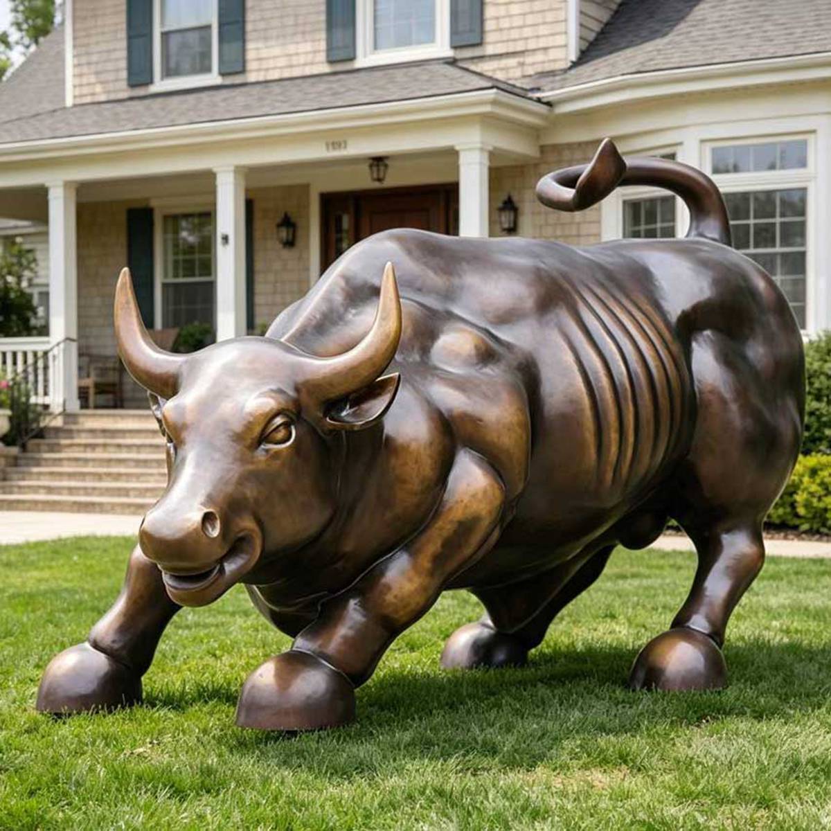 Bronze Wall Street Bull Statue Charging Bull for Business & Garden Decor