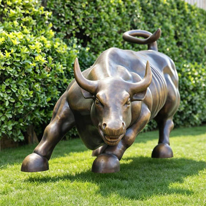 Bronze Wall Street Bull Statue Charging Bull for Business & Garden Decor