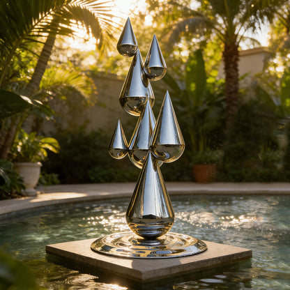 Stainless Steel Droplet Chain Water Feature Sculpture
