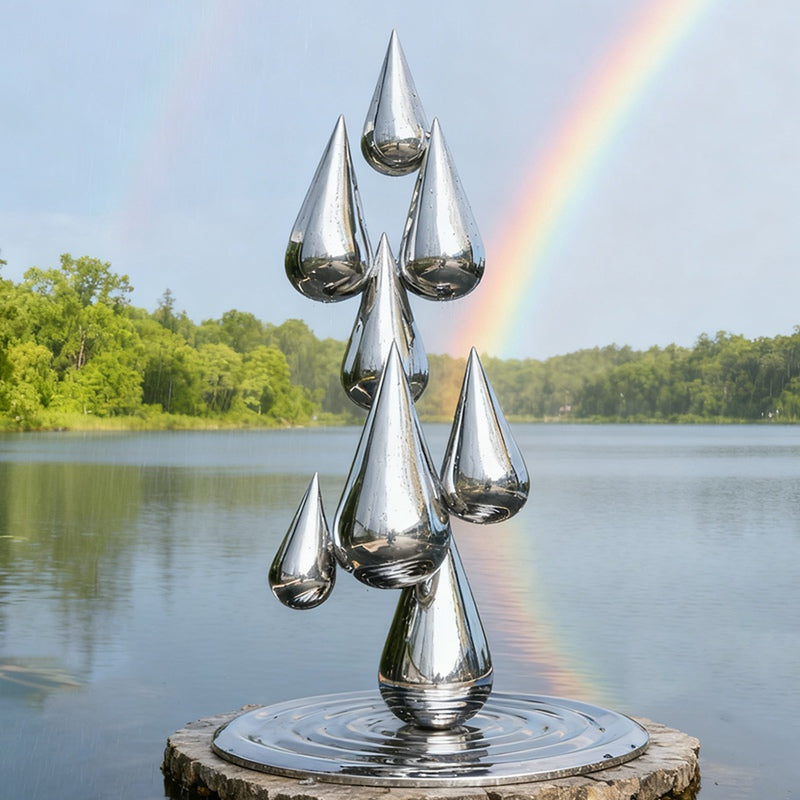 Stainless Steel Droplet Chain Water Feature Sculpture