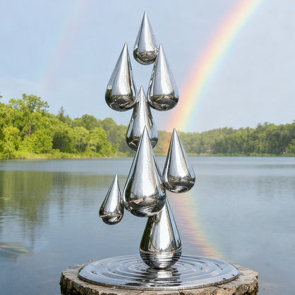 Stainless Steel Droplet Chain Water Feature Sculpture